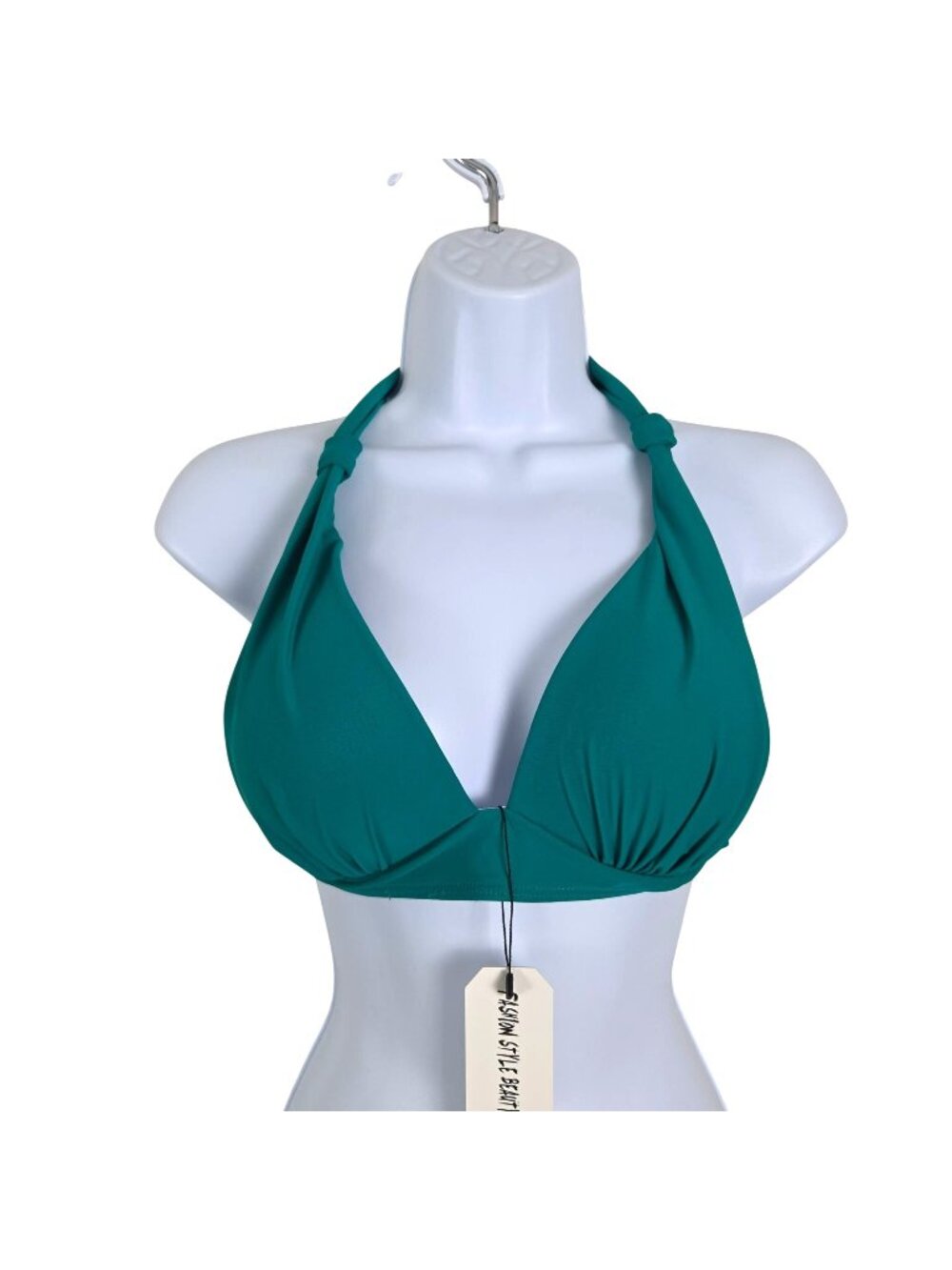 Womens Large Green Halter Bikini Top Adj Ties Stylish Comfortable Swimwear Beach